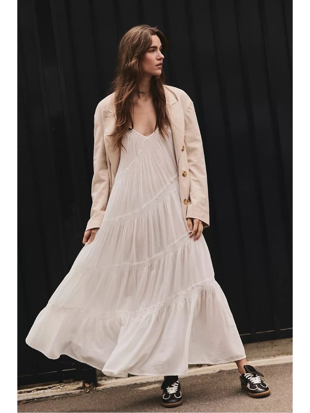 Free People Cream Maxi Slip Dress